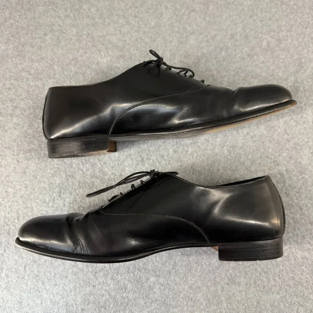 Adolfo Mens Size 9 Black Patent Leather Oxford Dress Shoes Lace‎ Up Office Round